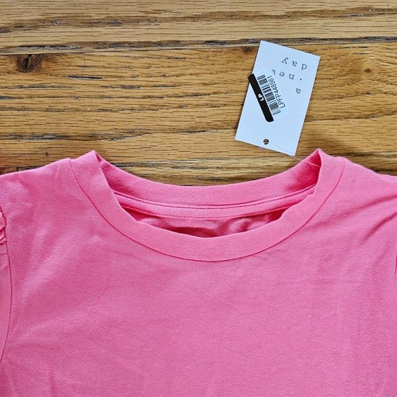 NWT A New Day Size S Barbie Pink Ruffle Sleeve T-shirt Oversized Soft Stretchy - Picture 3 of 6